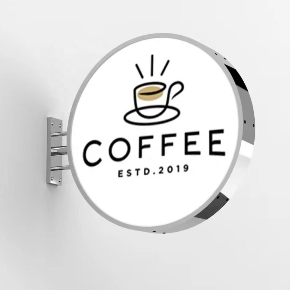 Outdoor Round Sign Advertising Light Box Sign Acrylic Light Box Luminous Round Light Box Sign Outdoor for Coffee Shop